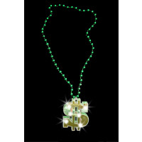 LED FLASHING DOLLAR SIGN CHARM ON GREE BEADS (1 PIECE)