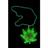 BEADED NECKLACE WITH LARGE LED LEAF CHARM (1 PIECE)