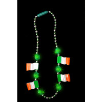 LED FLASHING BEAD NECKLACE WITH IRISH FLAGS (1 PIECE)
