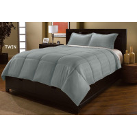 2PC Twin Microfiber comforter set - Aeolus Down Microfiber Dobby Plaid Down Alternative Comforter Mini Set, Twin, Slate