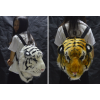 PLUSH TIGER FACE BACKPACK WHITE AND YELLOW TIGER ASSORTED (1 PIECE)