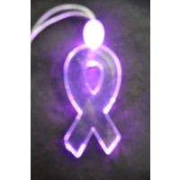 LED ACRYLIC PINK RIBBON PENDANT ON NON-FLASHING LANYARD (1 PIECE)
