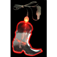 LED ACRYLIC COWBOY BOOT CHARM ON NON FLASHING LANYARD (1 PIECE)