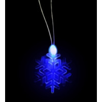 LED ACRYLIC SNOWFLAKE CHARM ON NON FLASHING LANYARD (1 PIECE)