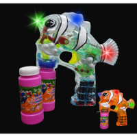 LED BUBBLE GUN - FISH SHAPED - ASST. COLORS (1 PIECE)