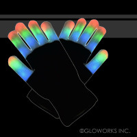 BLACK GLOVES WITH FLASHING FINGERTIPS #2 (1 PAIR)