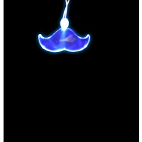 LED ACRYLIC FLASHING MUSTACHE NECKLACE ON NON-FLASHING LANYARD (1 PIECE) 