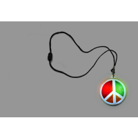 PEACE SIGN FLASHING CHARM ON NON-FLASHING BLACK LANYARD (1 PIECE)