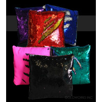 14" LED  ASSORTED COLOR SEQUIN 2 TONE PILLOWS (1 PIECE)