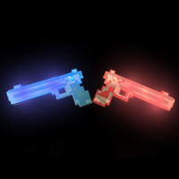 FLASHING PIXEL RED/BLUE ASSORTED PISTOL WITH SOUND (1 PIECE)