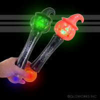 12" LED PUMPKIN WAND W/PRISMATIC BALL AND SOUND ASSORTED STYLES (1 PIECE)