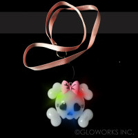 LED SKULL GIRL CHARM ON NON-FLASHING PINK LANYARD (1 PIECE)
