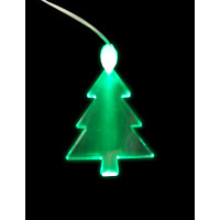 ACRYLIC LED GREEN TREE NECKLACE ON NON-FLASH LANYARD (1 PIECE)