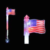 21" GLITTER LED WAND WITH SMALL GLOBE AND USA FLAG TOPPER (1 PIECE)