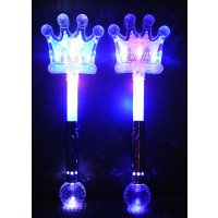 MULTI-COLOR FLASHING GLITTER CROWN WAND WITH SMALL BALL AT BOTTOM ( 1 PIECE)