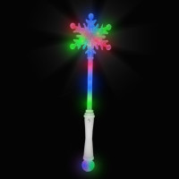 MULTI-COLOR LED FLASHING SNOWFLAKE WAND WITH SMALL PRISMATIC BALL (1 PIECE) 
