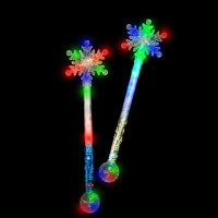 SNOWFLAKE FLASHING GLITTER WAND WITH LARGE BALL AT BOTTOM (1 PIECE)