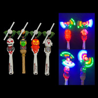 ASSORTED LED HALLOWEEN SPINNING WINDMILL WAND (1 PIECE) 
