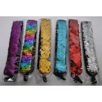 ASSORTED COLOR DOUBLE SIDED SEQUIN ELASTIC HEADBAND 48/DISPLAY (1 PIECE)