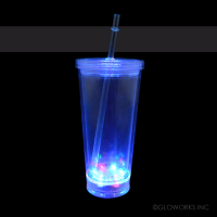 FLASHING ACRYLIC LED CUP WITH LID AND STRAW (1 PIECE)