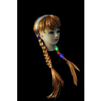 BROWN WIG WITH WHITE STREAK AND LED LIGHTS (1 PIECE)