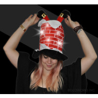 LED FLASHING CHIMNEY HAT WITH SANTA LEGS (1 PIECE)