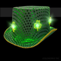 SEQUIN CLOVER LED TOP HAT (1 PIECE)
