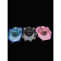ASSORTED COLOR IRRIDESCENT COWBOY HAT WITH NEW YEARS PATCH  (1 PIECE)
