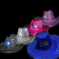 NEW YEAR COWGIRL FLASHING SEQUINED HAT ASST COLORS (1 PIECE)