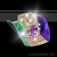 MARDI GRAS FLASHING SEQUIN COWBOY HAT  (1 PIECE)
