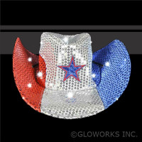 RED/WHITE/BLUE FLASHING SEQUIN COWBOY HAT  (1 PIECE)