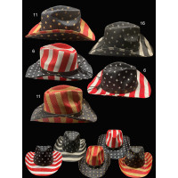 ASSORTED PRINT STRAW USA COWBOY HAT 