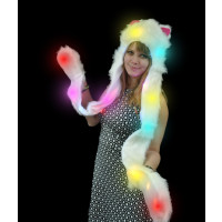 LONG FUZZY ANIMAL HAT WITH ASSORTED COLORED LED LIGHTS (1 PIECE)