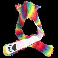 ULTRA FUZZY RAINBOW PRINT PLUSH HAT 