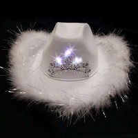 COWGIRL ADULT LED HAT - WHITE (1 PIECE)