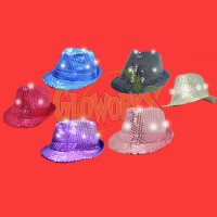 LED SEQUIN FEDORA HAT - ASST. COLORS (1 PIECE)