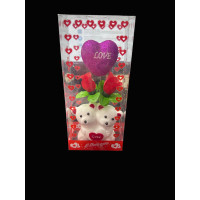 TEDDY BEAR WITH FLOWERS IN CLEAR ACRYLIC DISPLAY (1 PIECE)