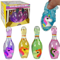 ASSORTED COLOR BOWLING PIN SLIME WITH UNICORN FIGURINE (1 PIECE)
