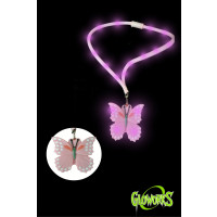 Pink Butterfly Flashing Charm with Flashing Lanyard (1 PIECE)