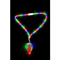 RAINBOW COLORED HOT AIR BALLOON FLASHING CHARM WITH LED LANYARD (1 PIECE)