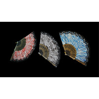 ASSORTED ZEBRA PRINT FANS WITH BLACK LACE TRIM(1 PIECE)