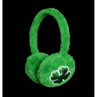 NON-FLASH ST PATRICK'S DAY EAR MUFFS WITH CLOVER PRINT (1 PIECE)