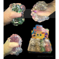 2.75" LARGE GLITTER SQUISHY MESH BALL  (1 PIECE)