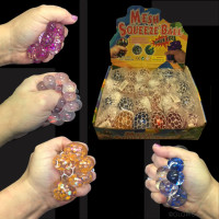 4 CM CLEAR SQUEEZE MESH BALL WITH GLITTER SLIME (1 PC)