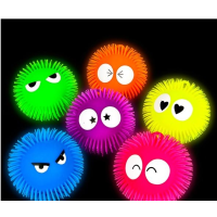 FLASHING 9" ASSORTED PUFFER BALLS WITH FACES (1 PIECE) 
