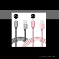 10' ASSORTED NYLON COATED HEAVY DUTY CHARGING CORDS (200 PCS)