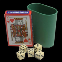 CARDED DICE SET W/CUP AND PLAYING CARDS (1 SET)