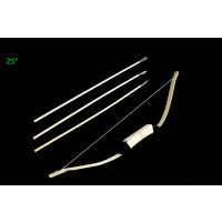 25" HAND CARVED WOODEN BOW AND ARROW (1 PIECE) 