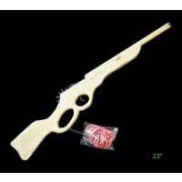 23" HAND CARVED WOODEN RIFLE RUBBER BAND SHOOTER (1 PIECE)