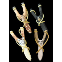 HAND CARVED ASSORTED STYLE SLING SHOT (1 PIECE)
